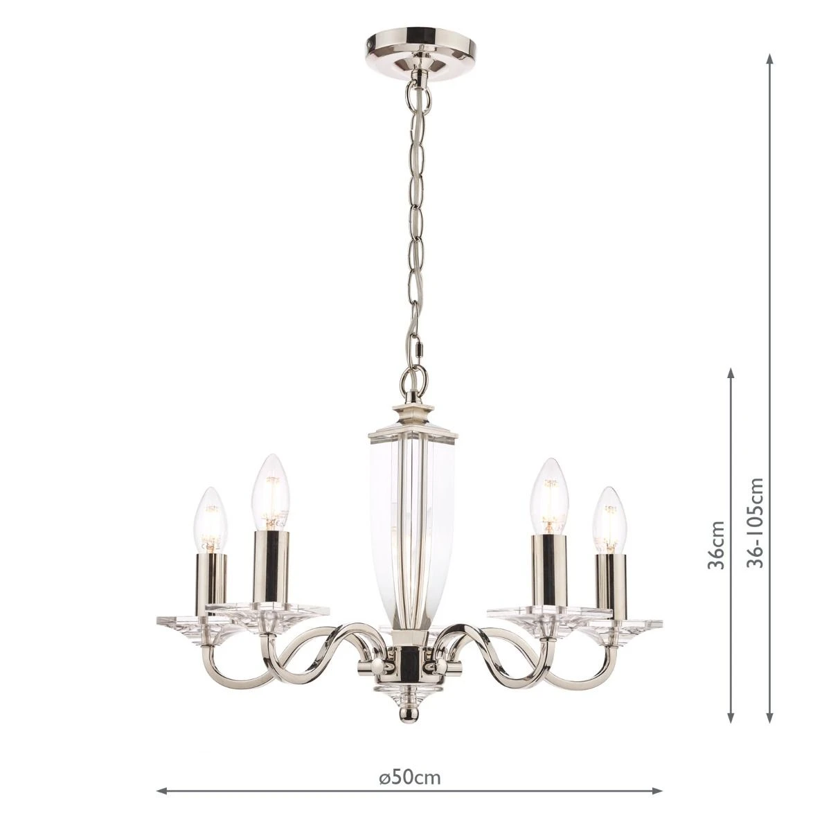 Laura Ashley Carson 5lt Chandelier Cut Glass & Polished Nickel - Image 6