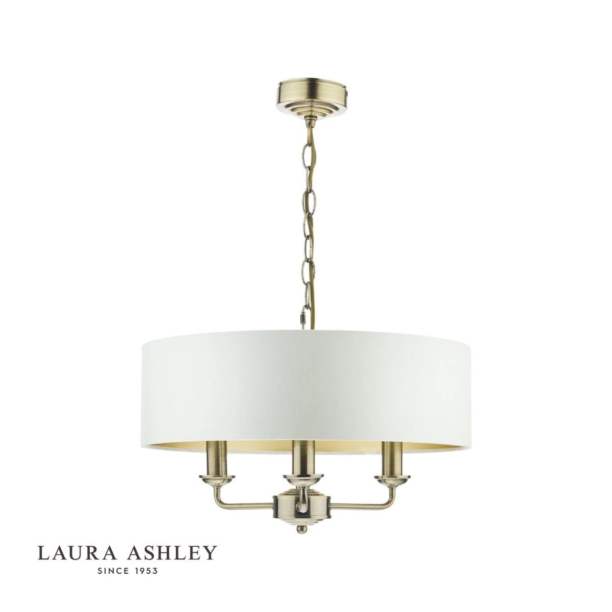 Laura Ashley Sorrento 3 Light Pendant Antique Brass With Ivory Shade - Image 2