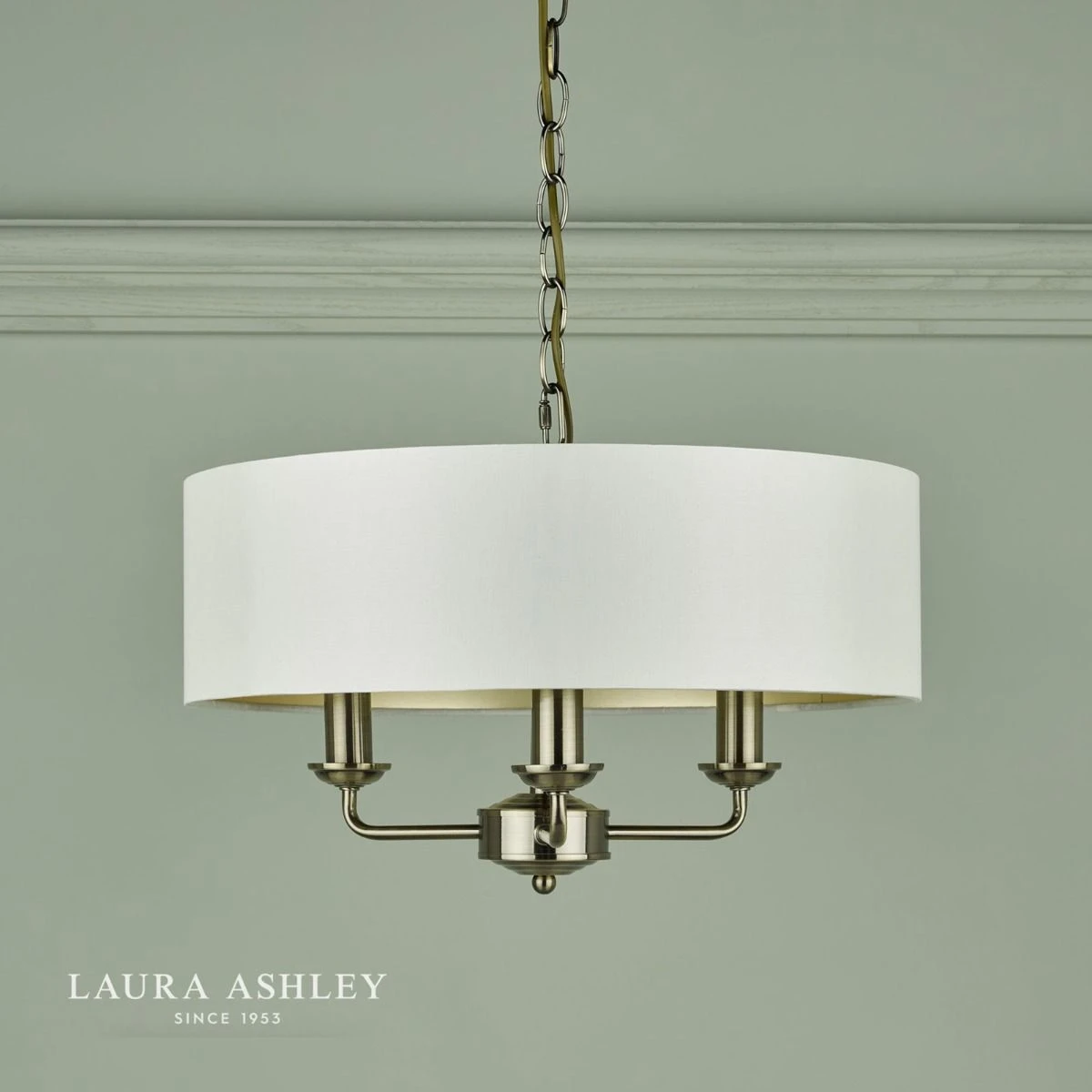 Laura Ashley Sorrento 3 Light Pendant Antique Brass With Ivory Shade - Image 4