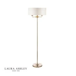 Laura Ashley Sorrento 3 Light Floor Lamp Antique Brass With Ivory Shade