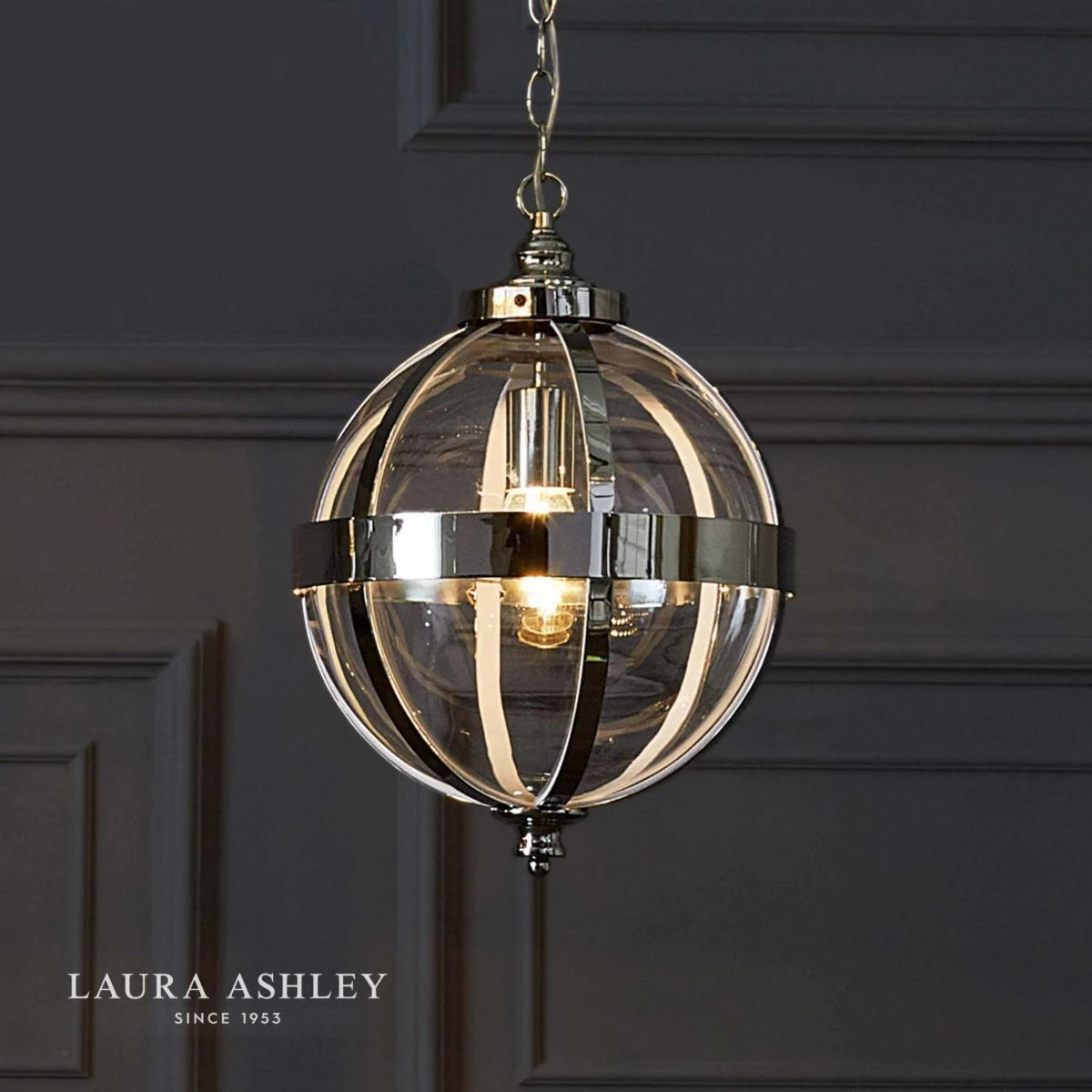 Laura Ashley Odiham Pendant Polished Nickel Glass - Image 4
