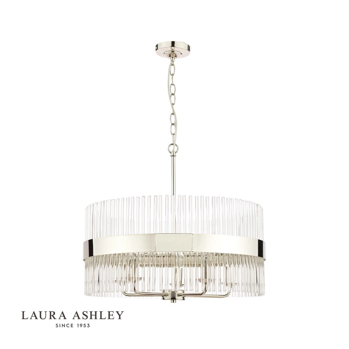 Laura Ashley Alexa 5lt Pendant Polished Nickel Glass Rods - Image 2