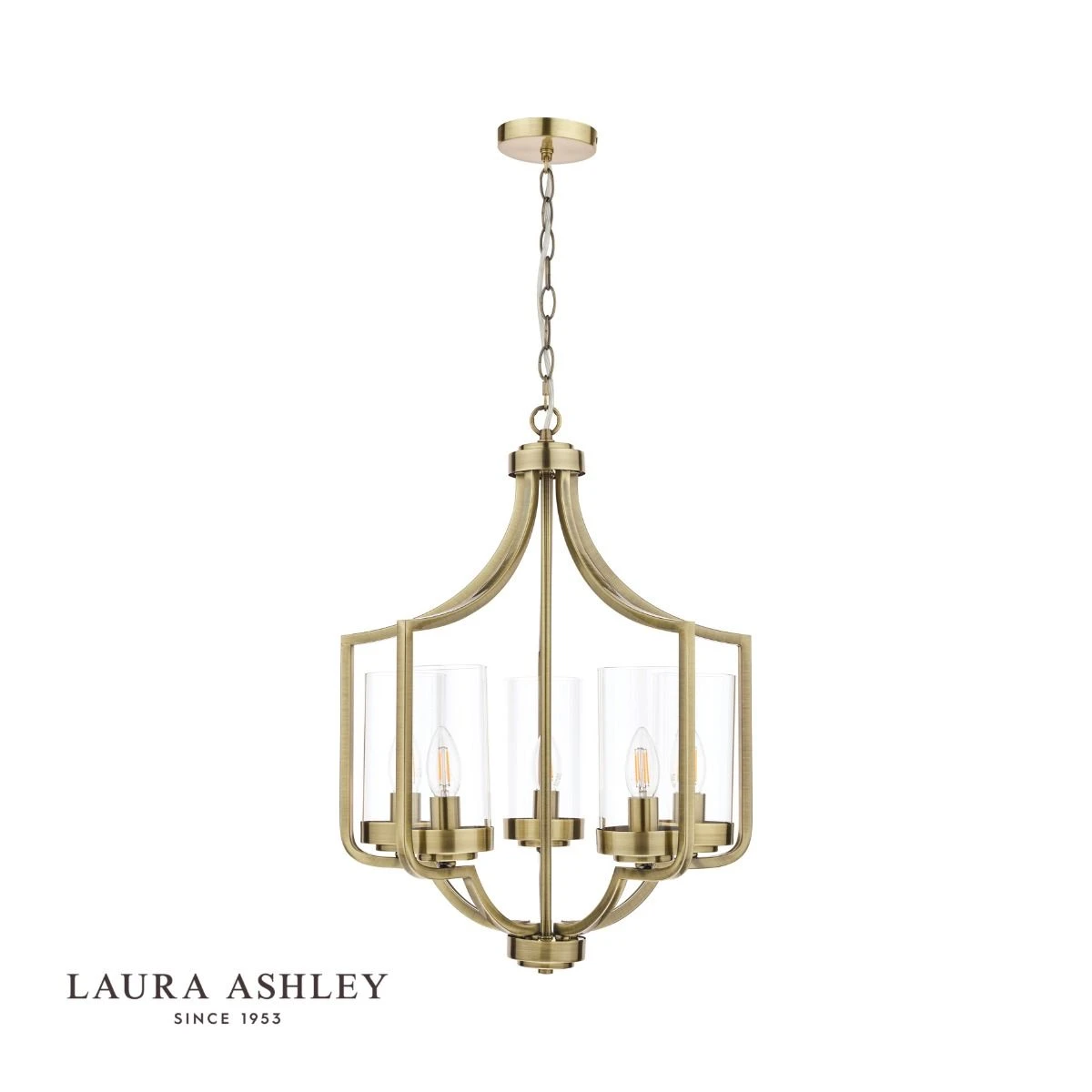 Laura Ashley Joseph 5lt Chandelier Antique Brass Glass - Image 2