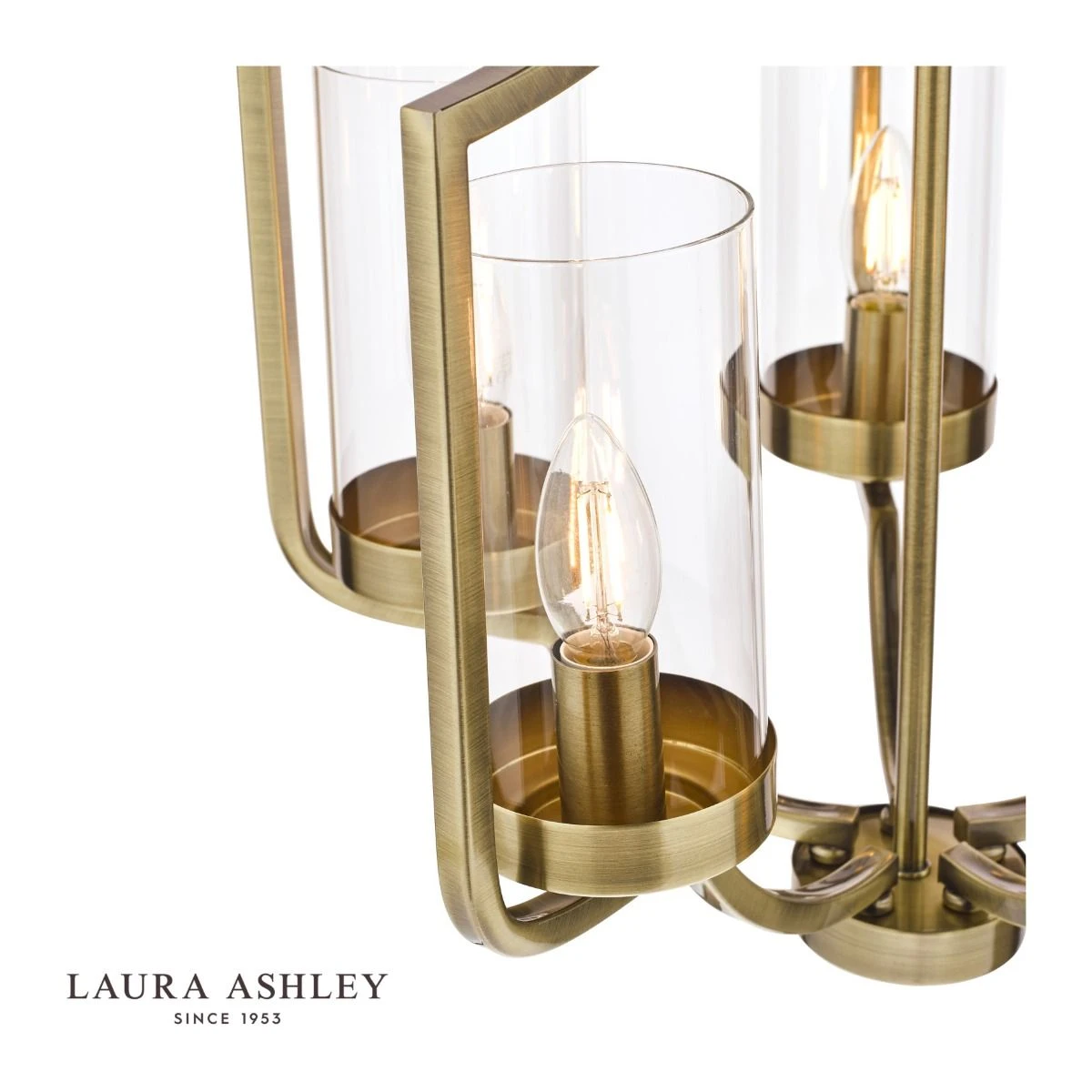 Laura Ashley Joseph 5lt Chandelier Antique Brass Glass - Image 3
