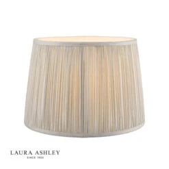 Laura Ashley Hemsley Pleated Silk Empire Drum Shade Silver 25cm/10 Inch