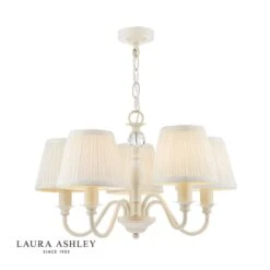 Laura Ashley Ellis 5lt Pendant Ivory With Shades