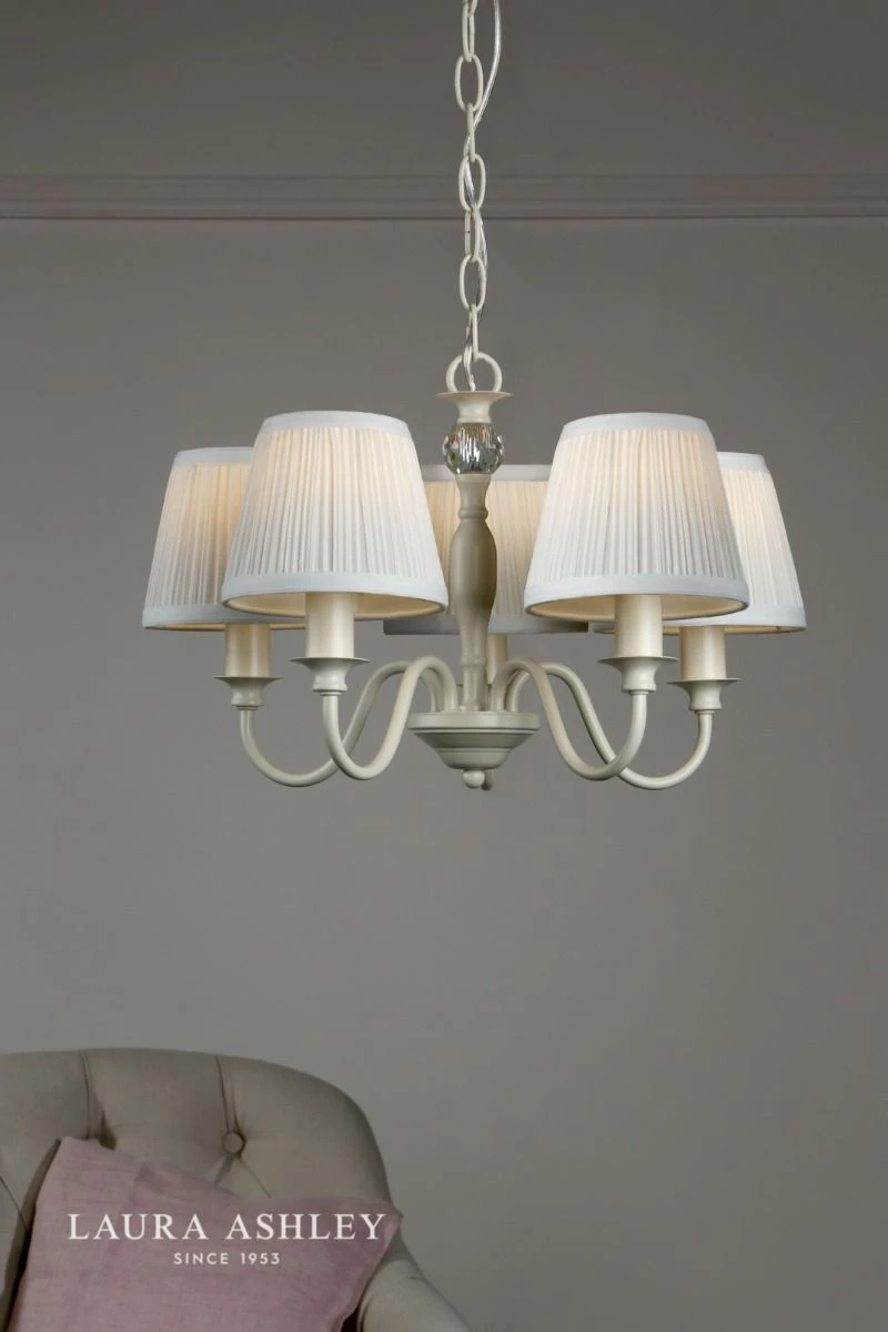 Laura Ashley Ellis 5lt Pendant Ivory With Shades - Image 3