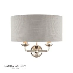 Laura Ashley Sorrento 2 Light Wall Light Polished Nickel With Silver Shade