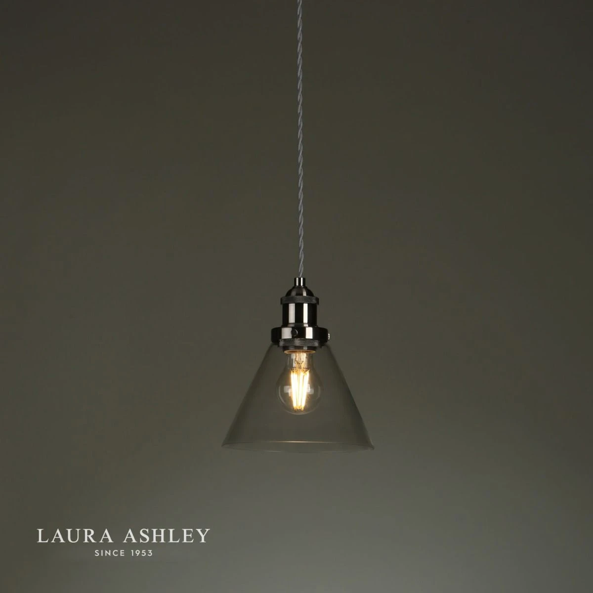 Laura Ashley Isaac Pendant Satin Nickel Glass - Image 3