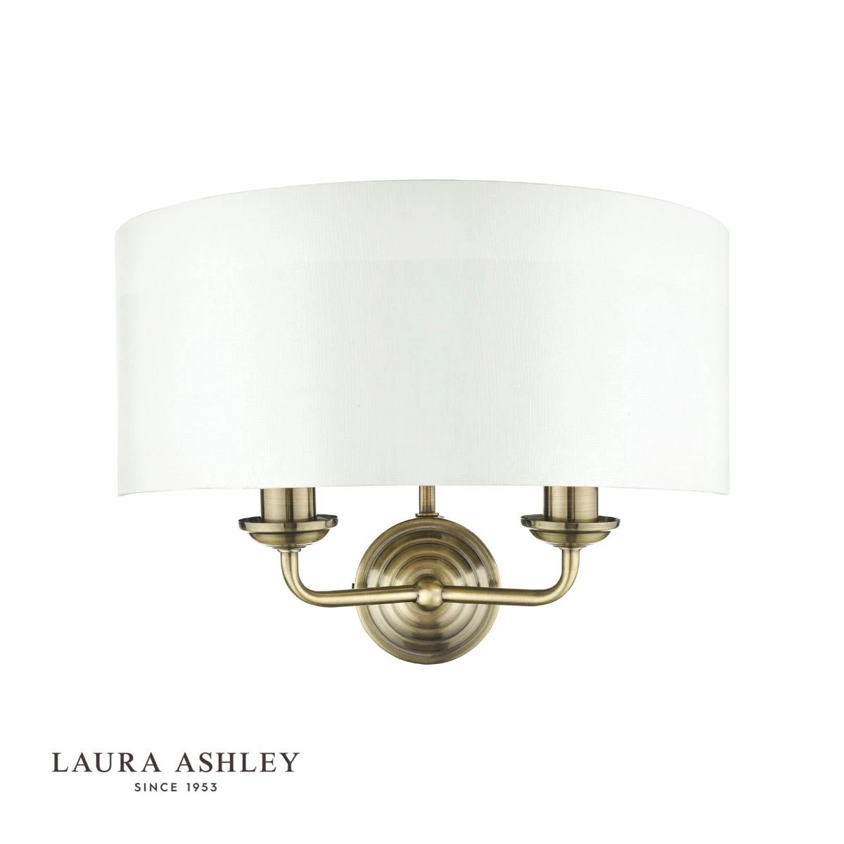 Laura Ashley Sorrento 2 Light Wall Light Antique Brass With Ivory Shade - Image 2