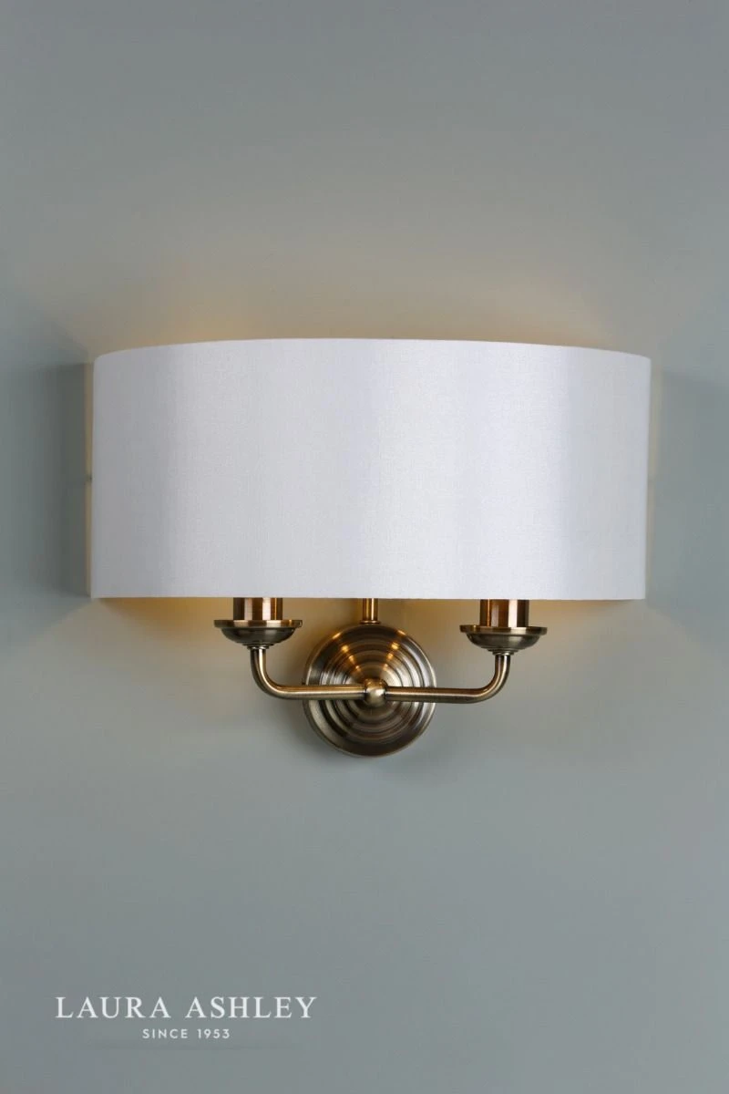 Laura Ashley Sorrento 2 Light Wall Light Antique Brass With Ivory Shade - Image 3