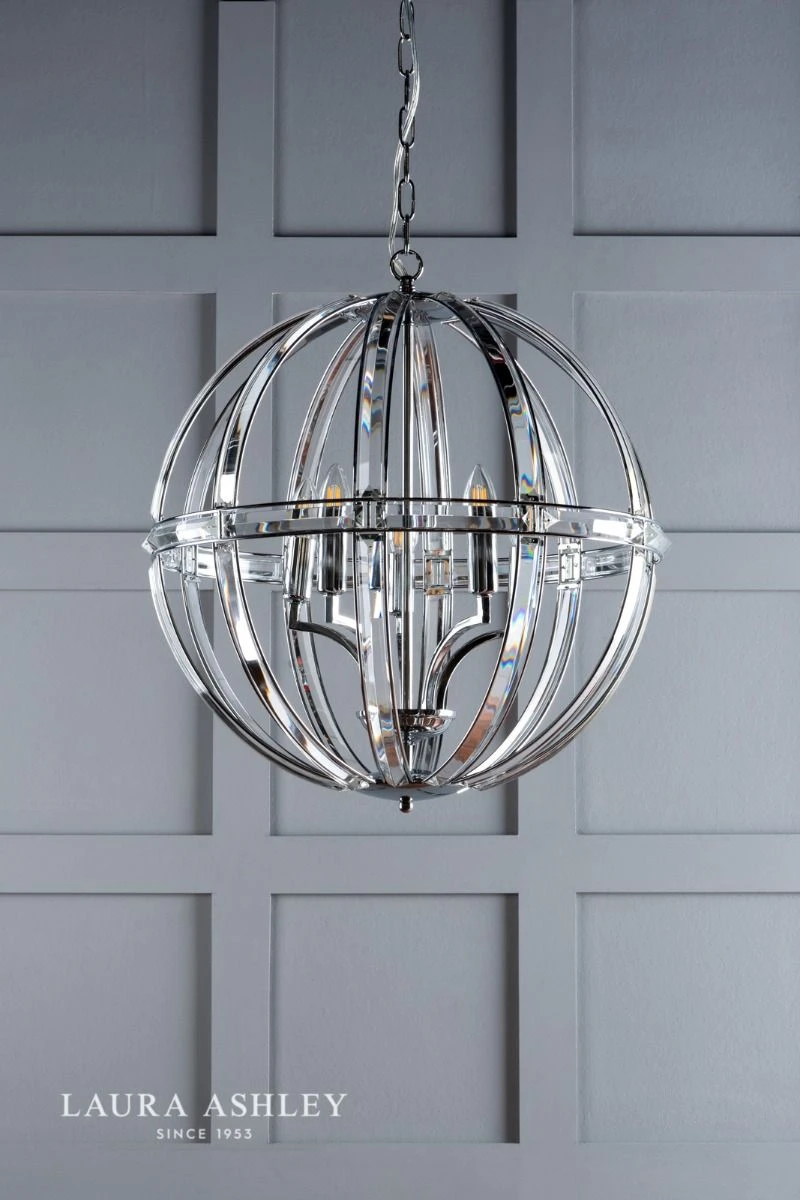 Laura Ashley Aidan 5lt Pendant Glass & Polished Chrome - Image 6