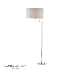 Laura Ashley Marlowe Swing Arm Floor Lamp Polished Nickel With Shade