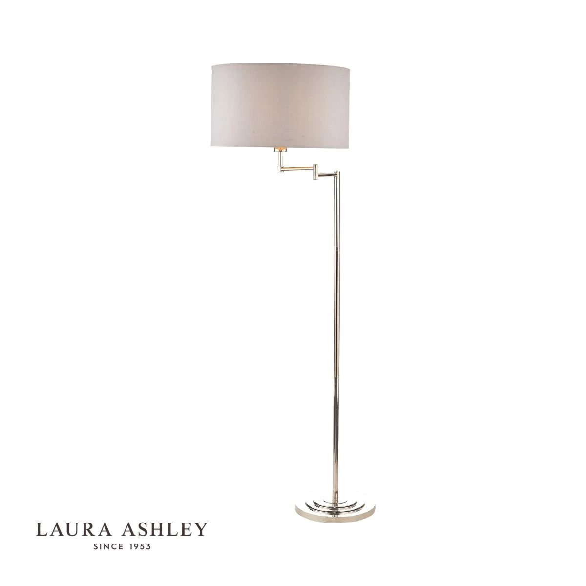 Laura Ashley Marlowe Swing Arm Floor Lamp Polished Nickel With Shade
