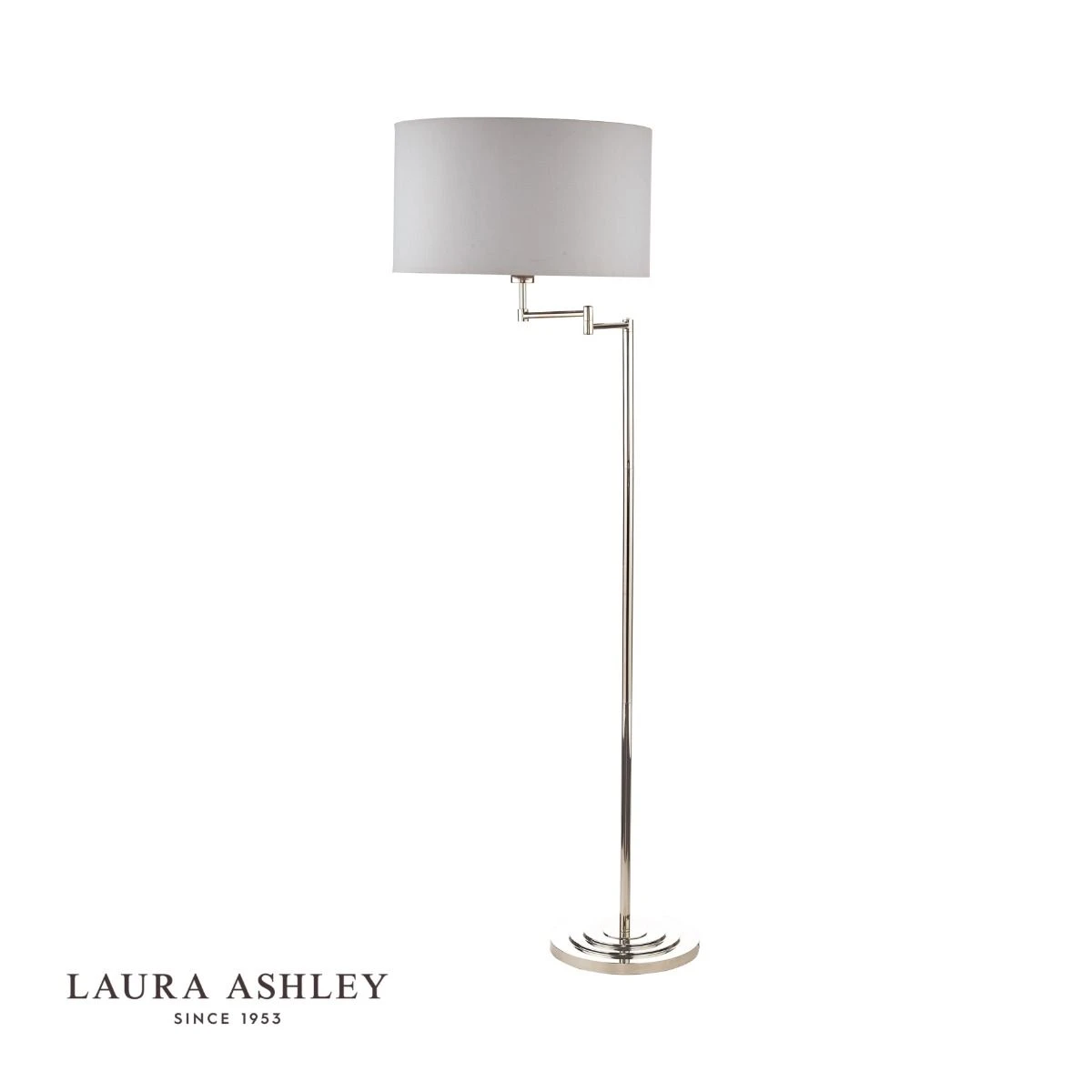 Laura Ashley Marlowe Swing Arm Floor Lamp Polished Nickel With Shade - Image 2