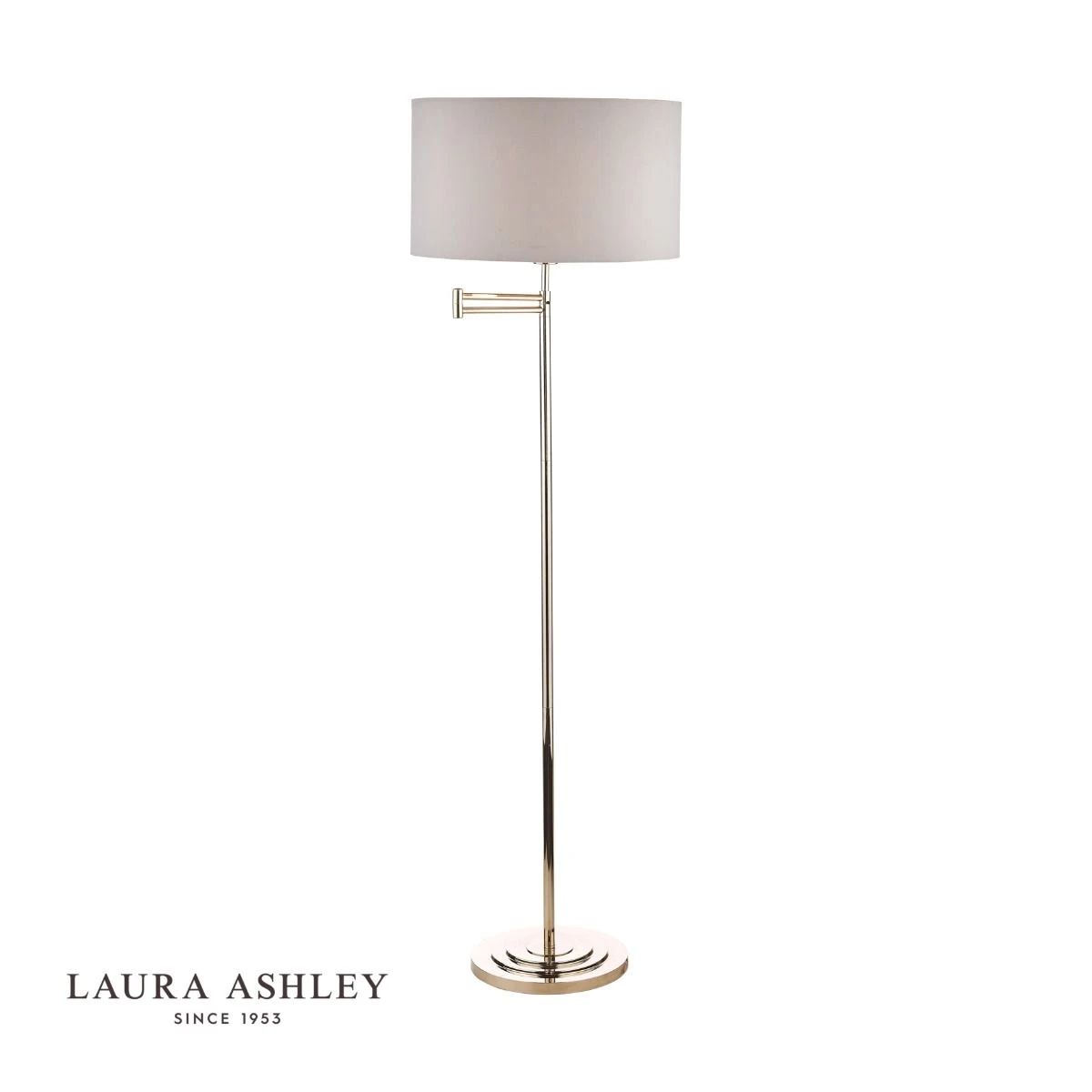 Laura Ashley Marlowe Swing Arm Floor Lamp Polished Nickel With Shade - Image 3
