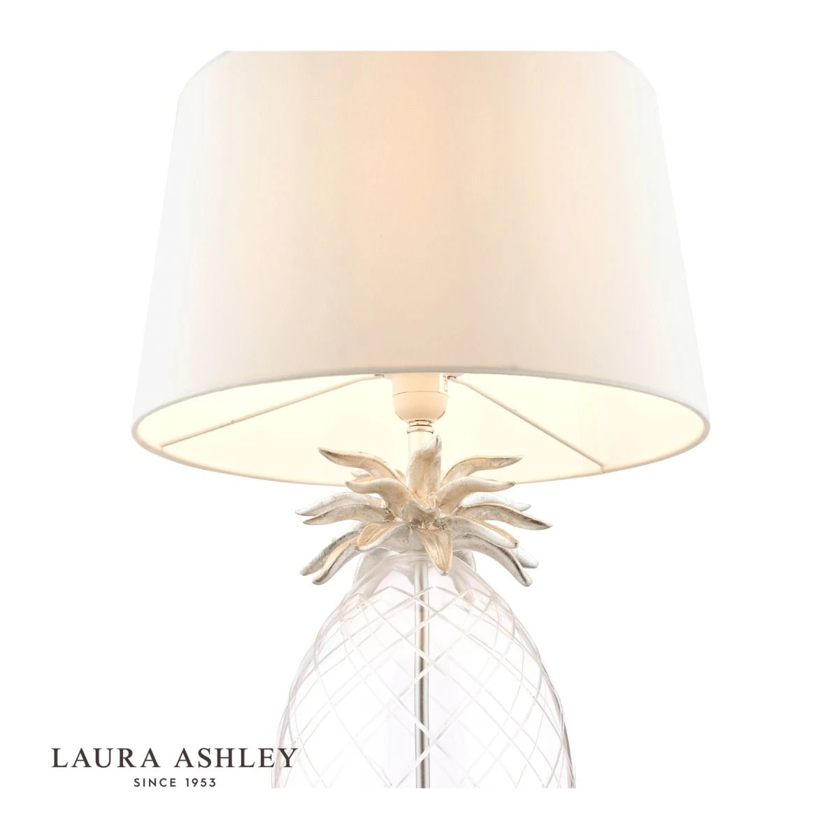 Laura Ashley Pineapple Table Lamp Clear Cut Glass & Brushed Chrome With Shade - Image 4