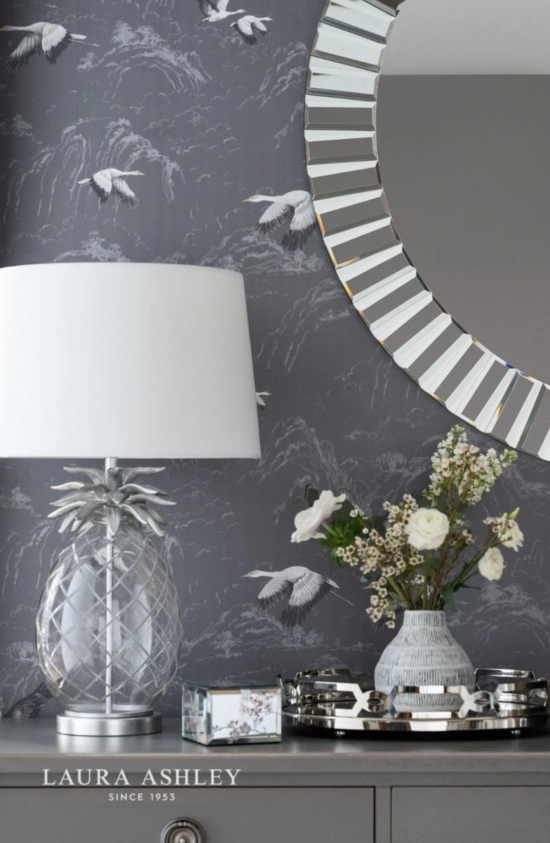 Laura Ashley Pineapple Table Lamp Clear Cut Glass & Brushed Chrome With Shade - Image 7