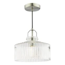 Lenka Pendant Satin Nickel And Ribbed Glass