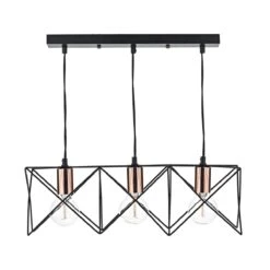 Midi 3 Light Bar Pendant Black & Bright Copper Detail