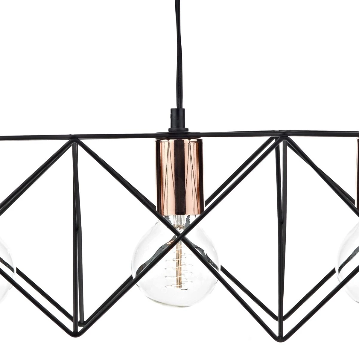 Midi 3 Light Bar Pendant Black & Bright Copper Detail - Image 3