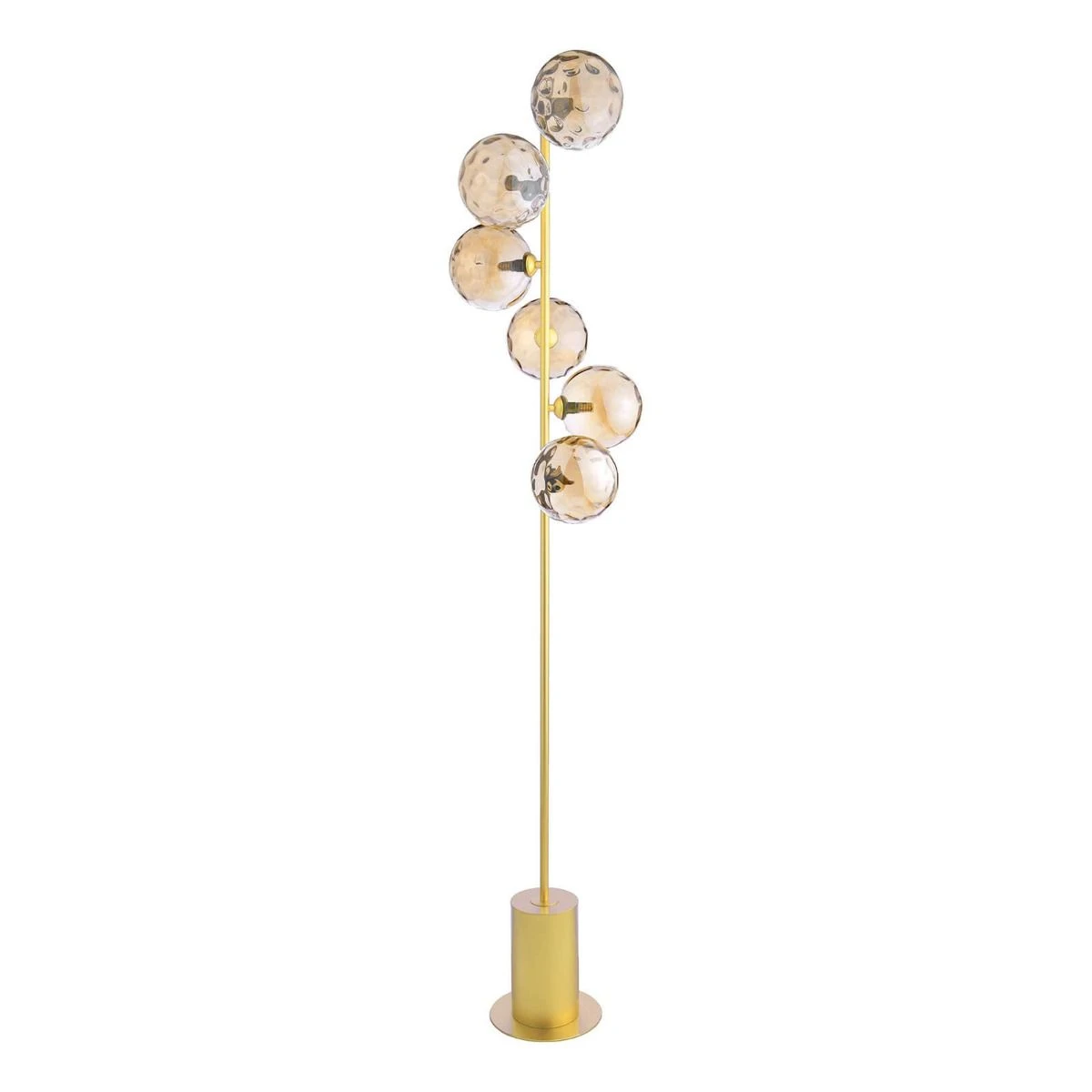 Spiral 6 Light Floor Lamp Matt Gold & Champagne Dimpled Glass - Image 2