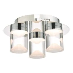 Susa Bathroom 3 Light Flush Polished Chrome Acrylic IP44 LED